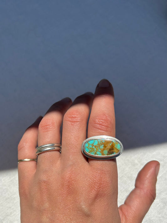 Colorado Turquoise Grecian Double Band Silver Ring