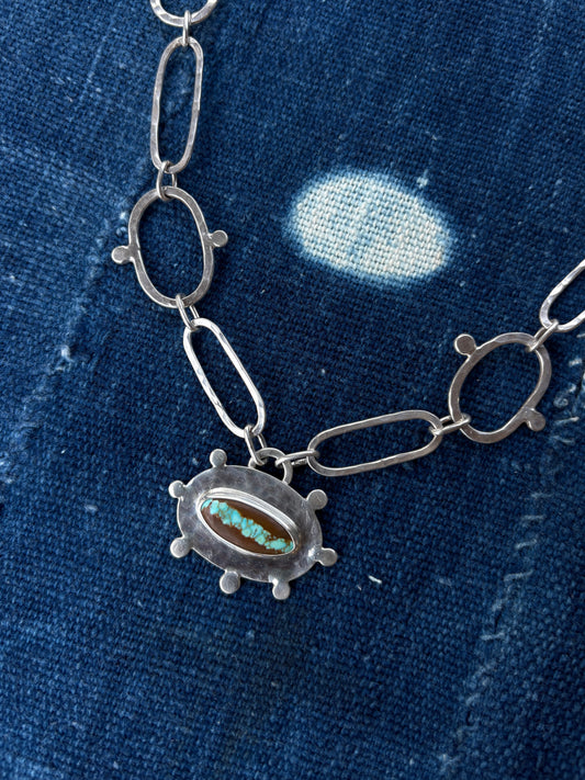 No. 8 Turquoise ~ Silver Chain Necklace