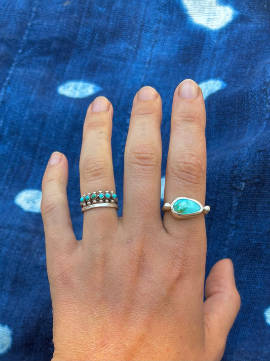 Royston Turquoise Byzantine Ring ~ 8-8.5, Silver