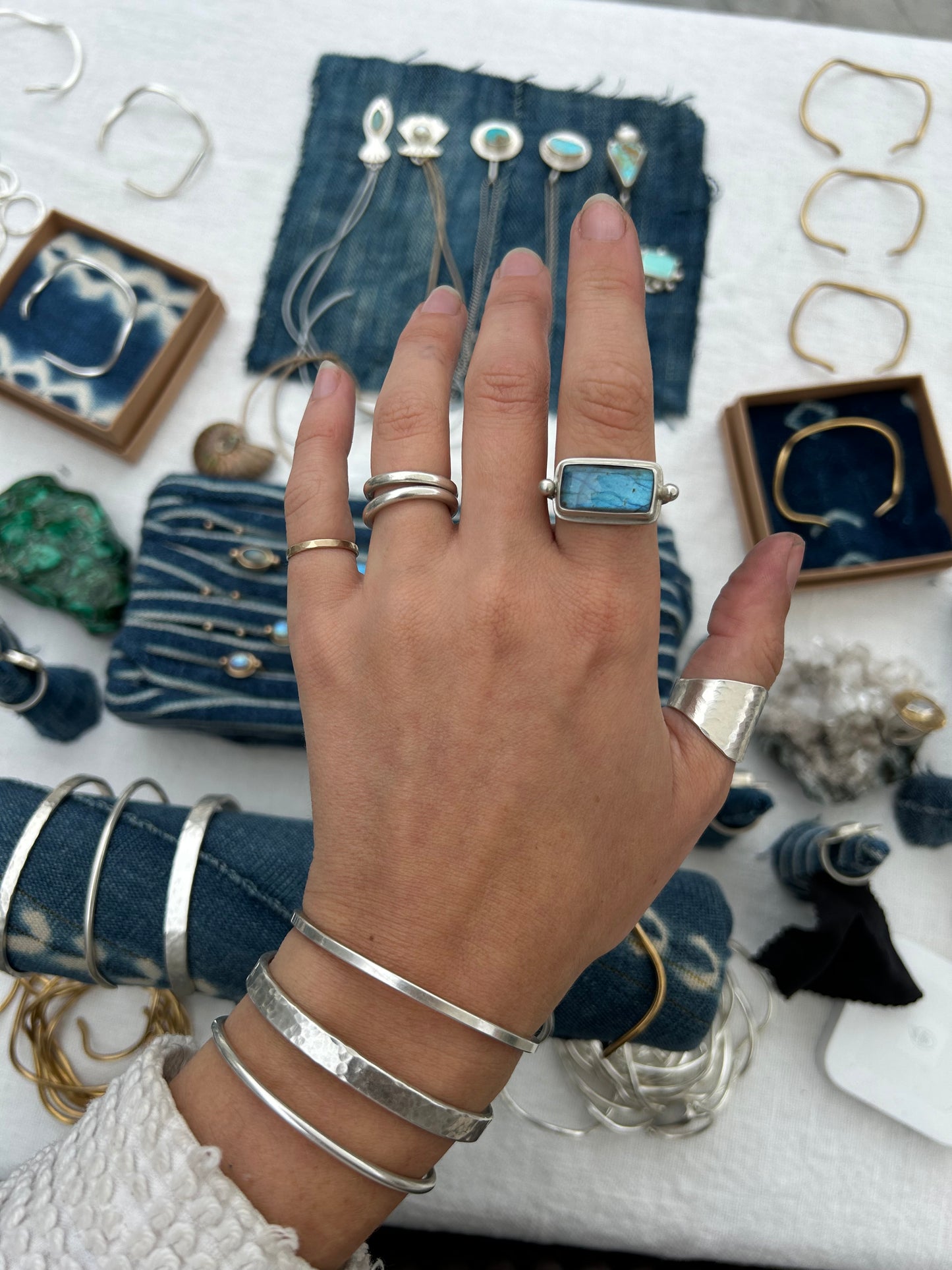 Labradorite Sterling Silver Byzantine Ring ~ Rectangle
