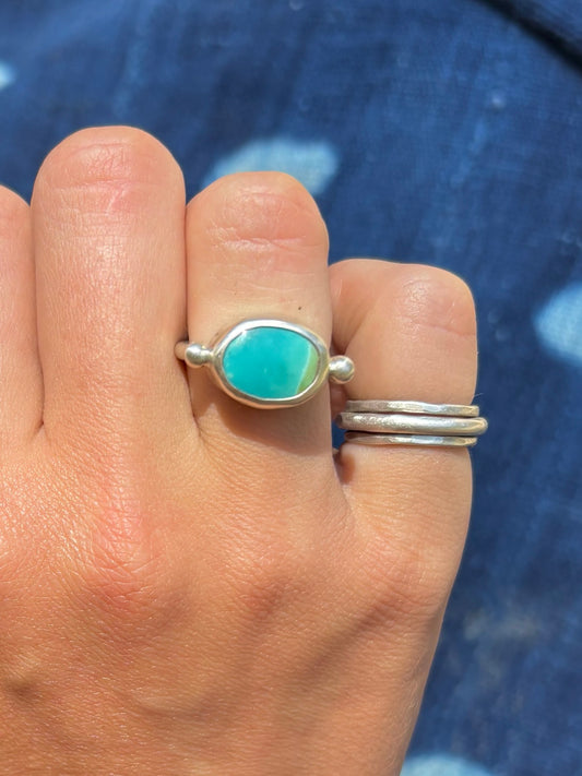 Royston Turquoise Byzantine Ring ~ 5-5.5, Silver