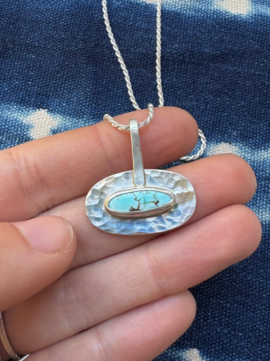 Golden Hills Turquoise ~ Orb Pendant Necklace ~ Silver