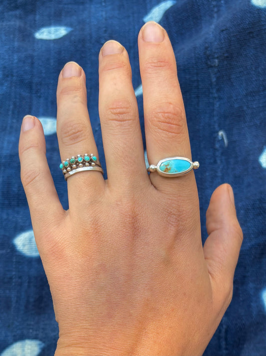 Royston Turquoise Byzantine Ring ~ 7-7.5, Silver