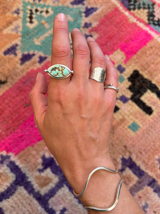 Nevada Turquoise Byzantine Silver Ring