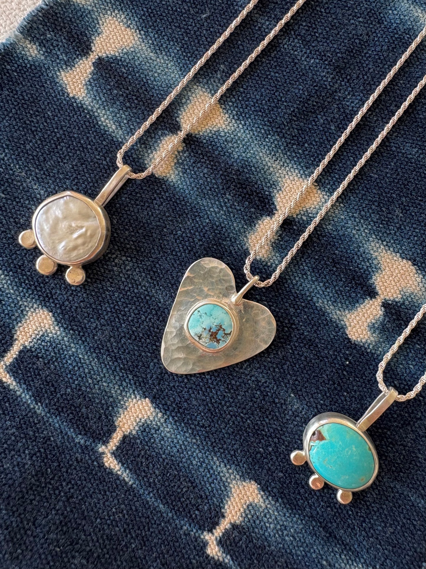 Golden Hills Turquoise ~ Heart Pendant Necklace ~ Silver