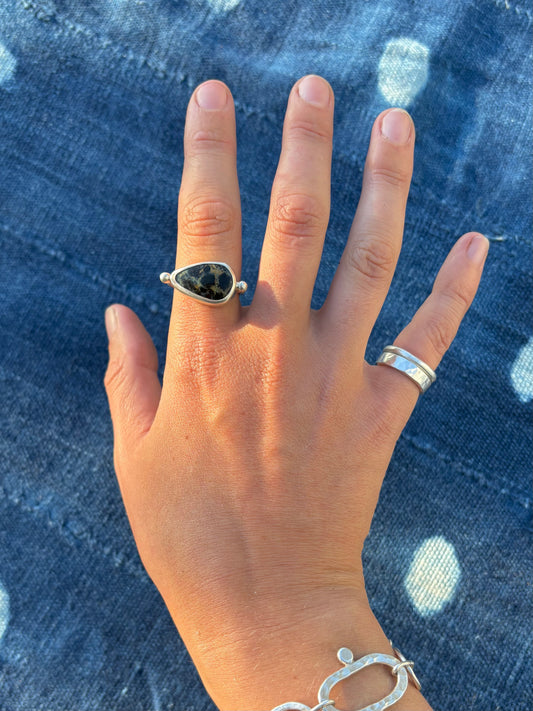 Candelaria Hills Variscite Silver Byzantine Ring ~ 10