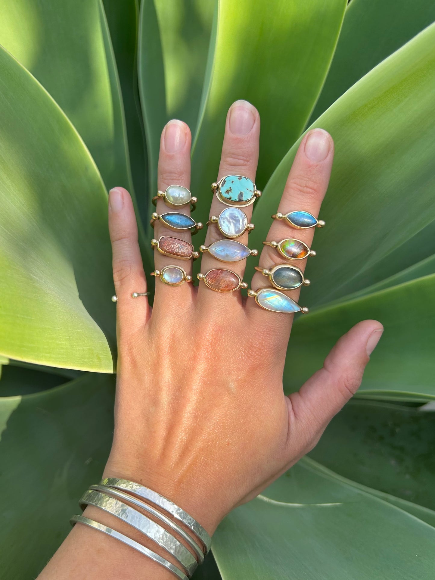 Moonstone 14k Gold Byzantine Ring ~ Marquise