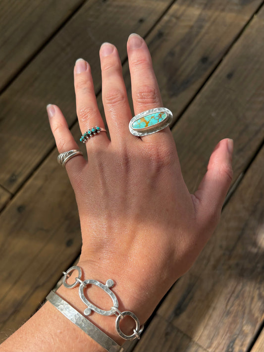 Royston Hammered Halo Ring ~ 8/8.5~ Silver