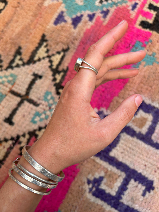 Colorado Turquoise Grecian Double Band Silver Ring