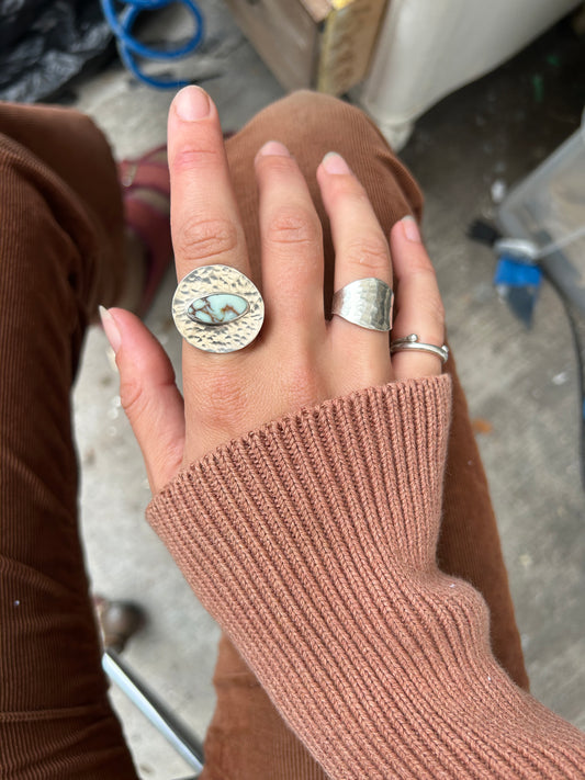 Aloe Variscite Orb Silver Ring #2