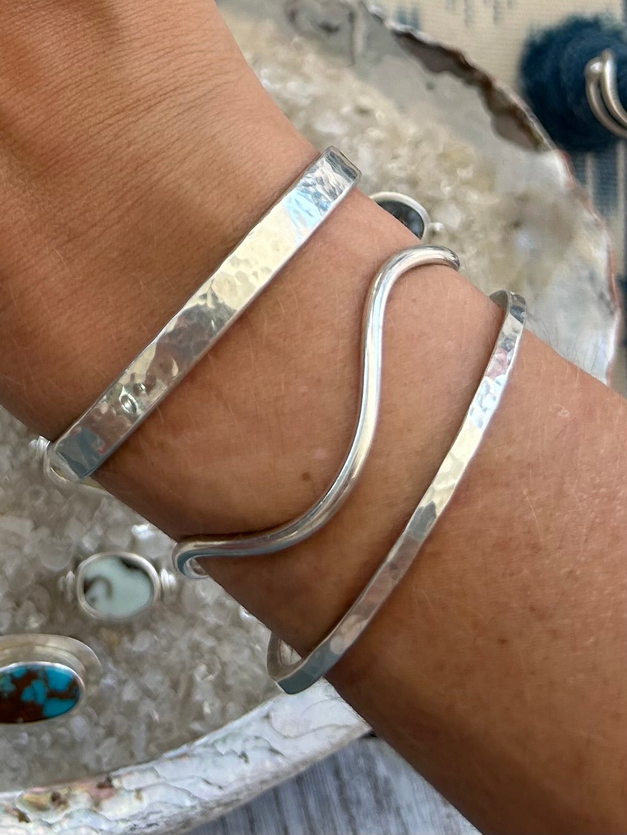Hammered Silver Cuff Bracelet