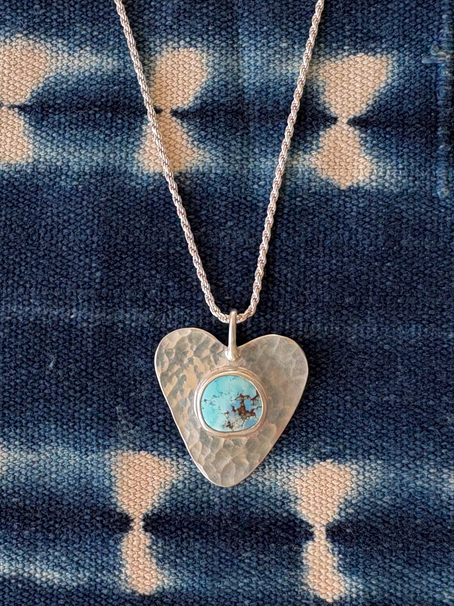 Golden Hills Turquoise ~ Heart Pendant Necklace ~ Silver