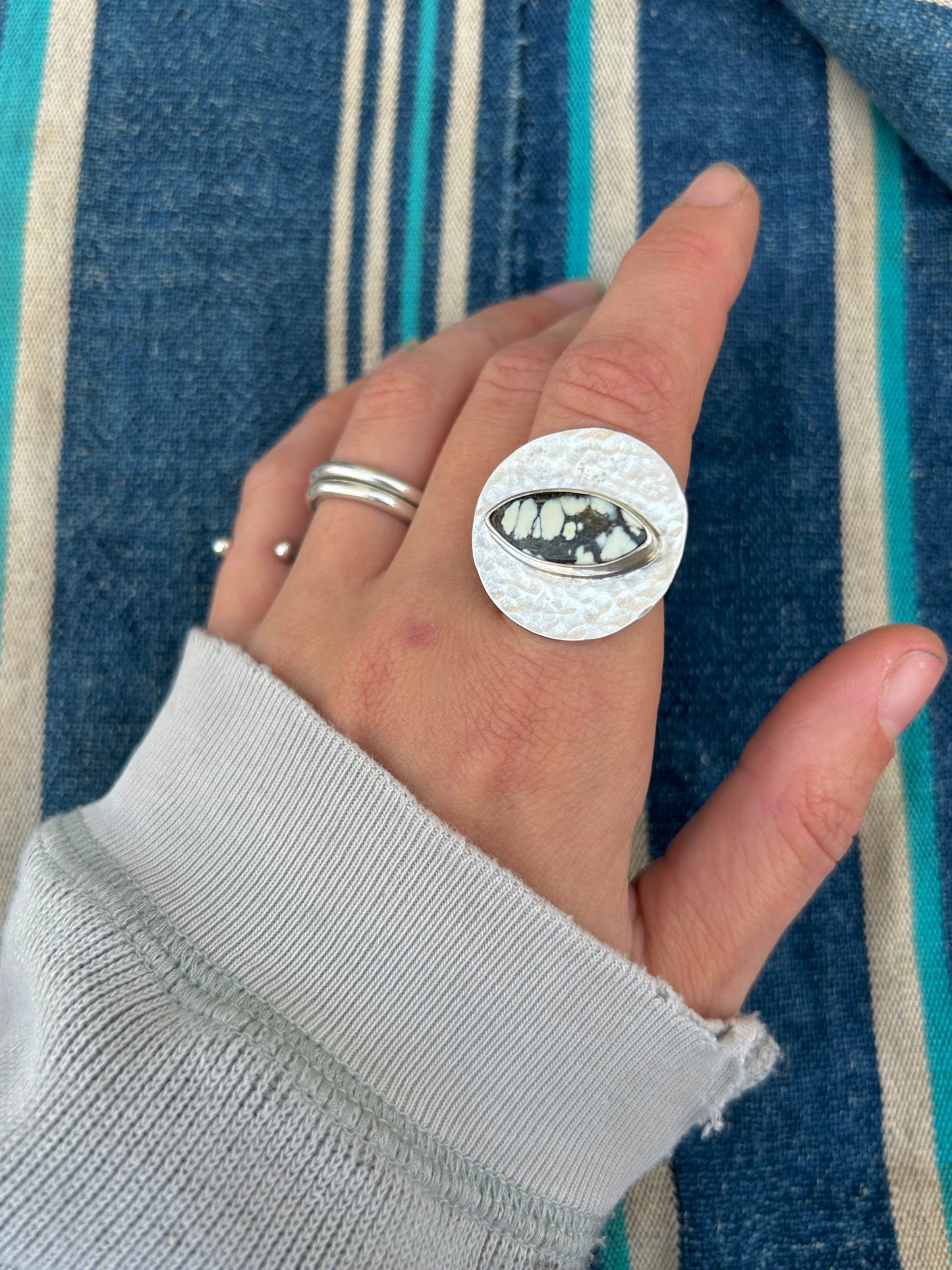 Aloe Variscite Orb Silver Ring #1