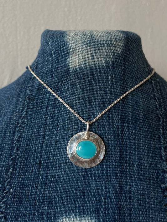 Royston Turquoise Pendant Necklace ~ Silver