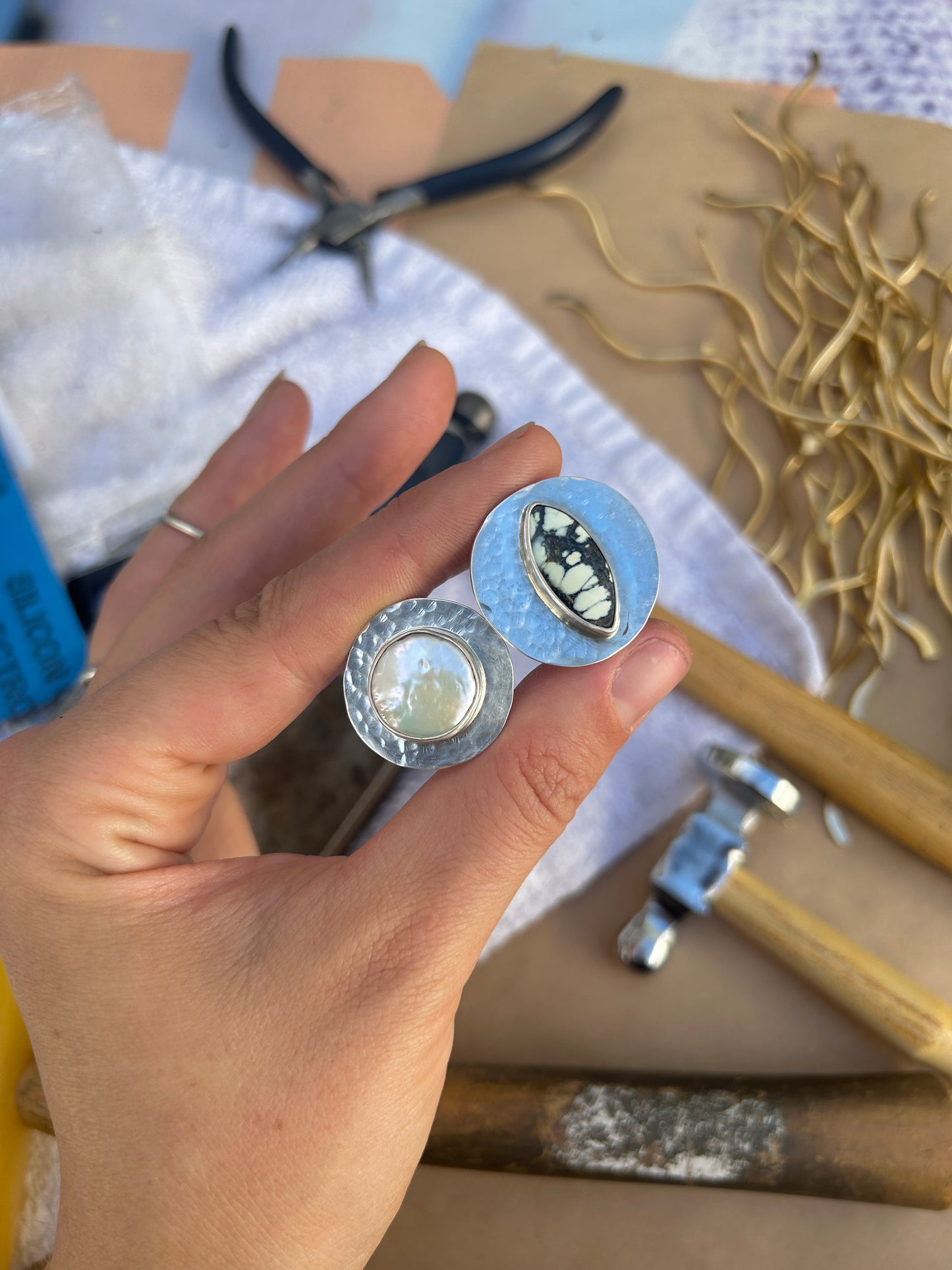 Aloe Variscite Orb Silver Ring #1