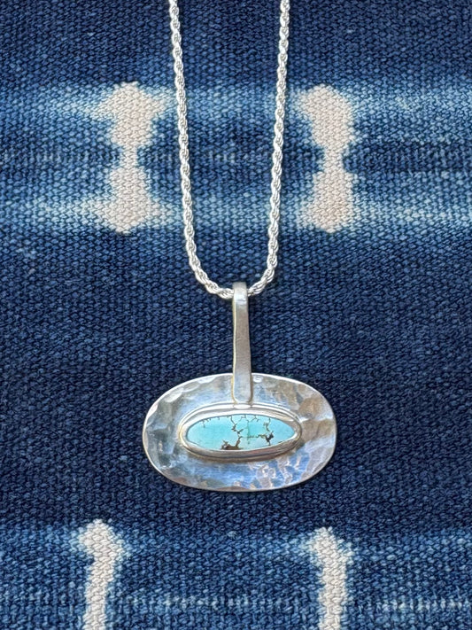 Golden Hills Turquoise ~ Orb Pendant Necklace ~ Silver