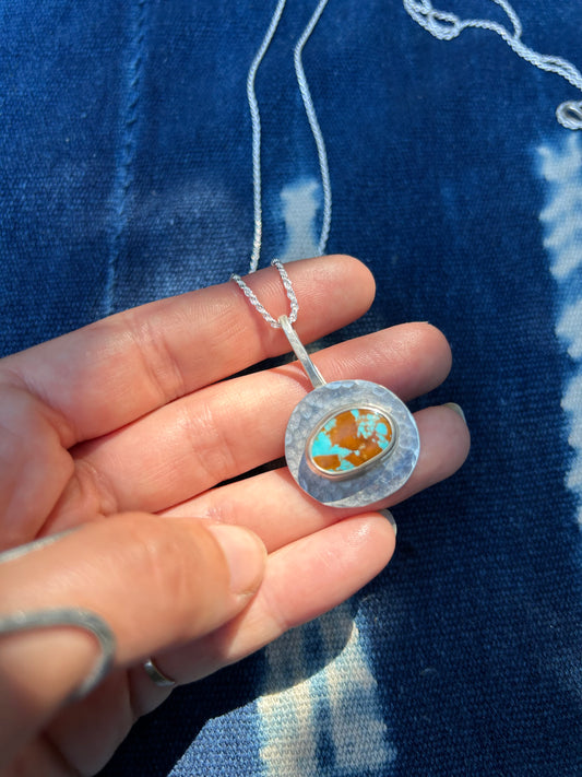 King’s Manassa Turquoise ~ Pendant Necklace ~ Silver