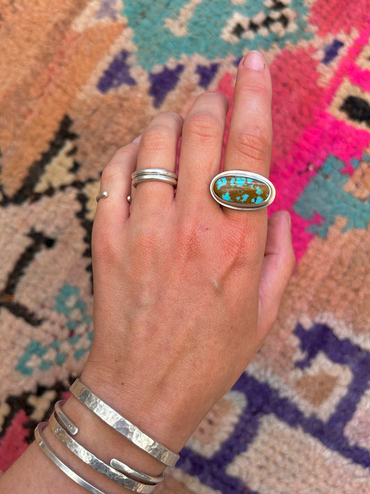 Colorado Turquoise Grecian Double Band Silver Ring