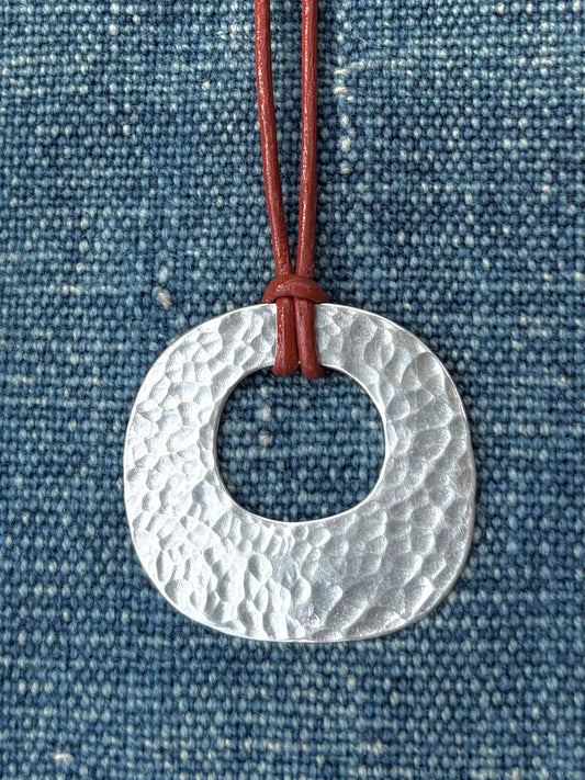Textured Silver Statement Necklace ~ Round