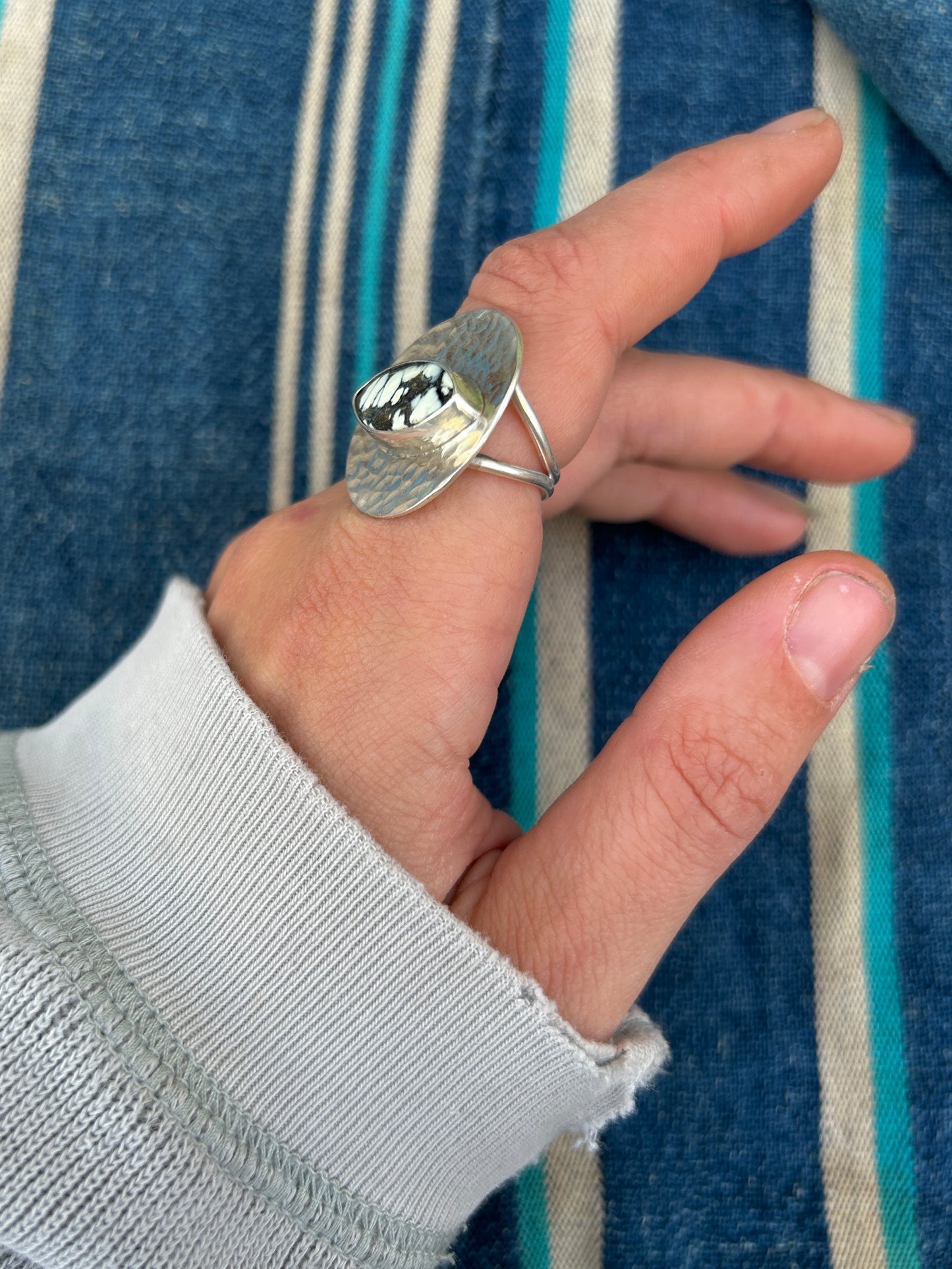Aloe Variscite Orb Silver Ring #1