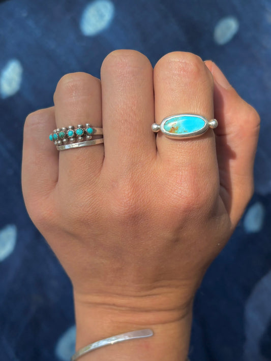 Royston Turquoise Byzantine Ring ~ 7-7.5, Silver