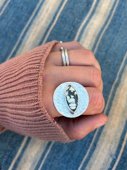 Aloe Variscite Orb Silver Ring #1