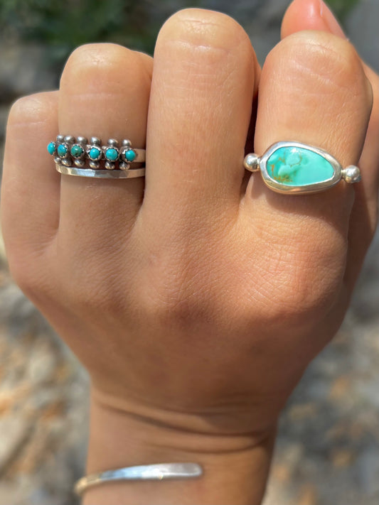 Royston Turquoise Byzantine Ring ~ 8-8.5, Silver