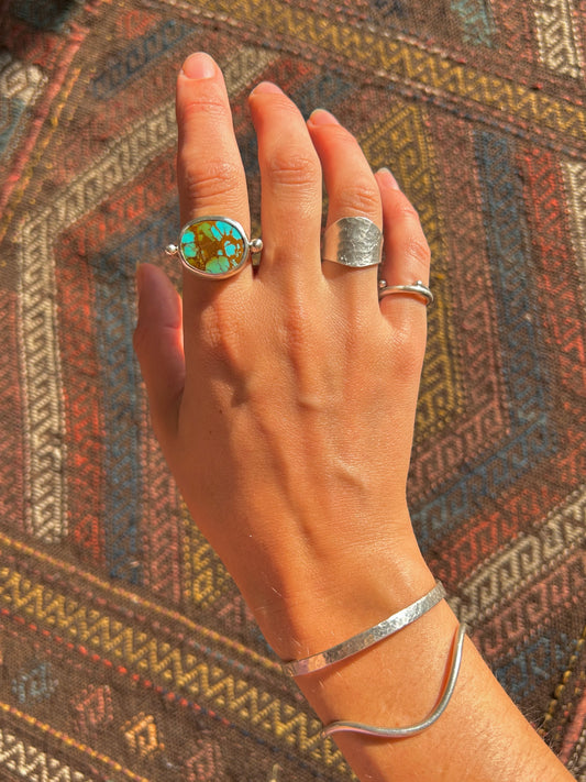 Colorado Turquoise Silver Byzantine Ring