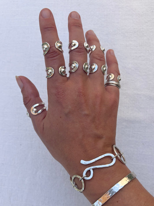 Ball Cuff Ring ~ Sterling Silver