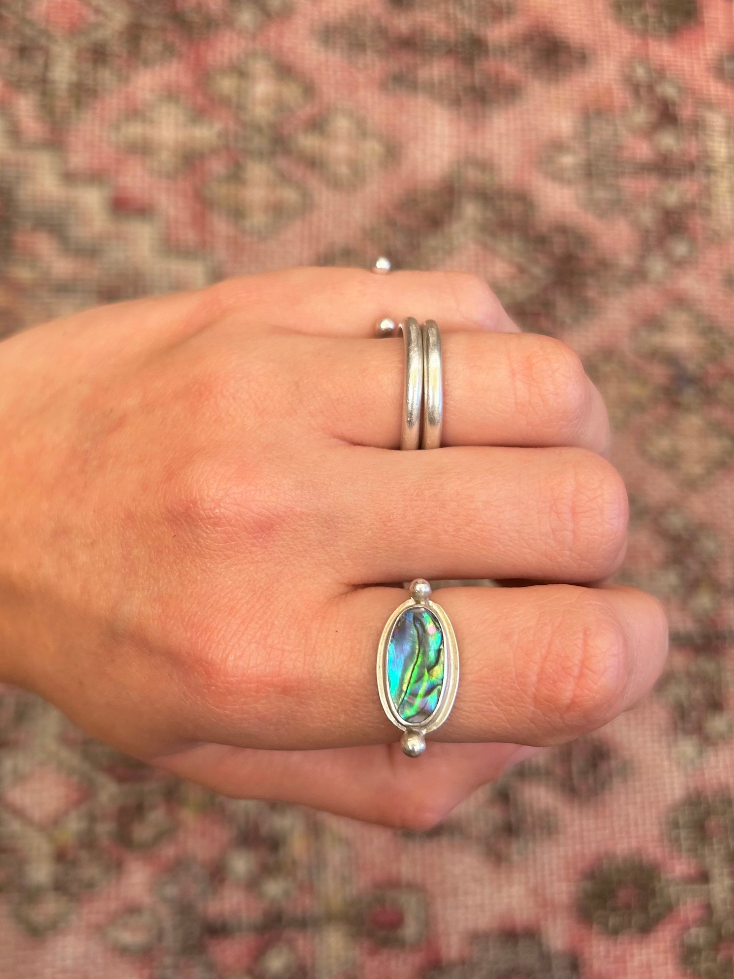 Abalone Sterling Silver Byzantine Ring