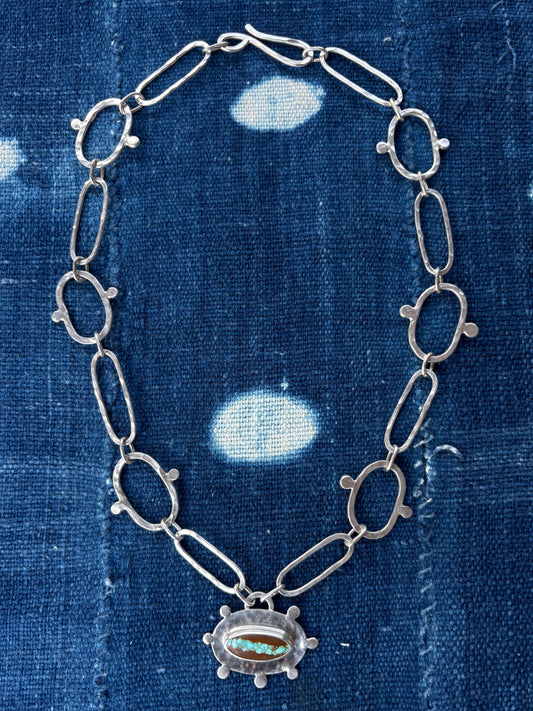 No. 8 Turquoise ~ Silver Chain Necklace