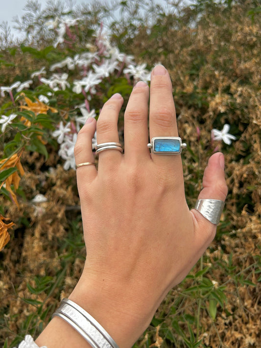 Labradorite Sterling Silver Byzantine Ring ~ Rectangle