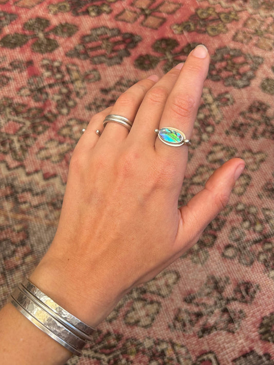 Abalone Sterling Silver Byzantine Ring