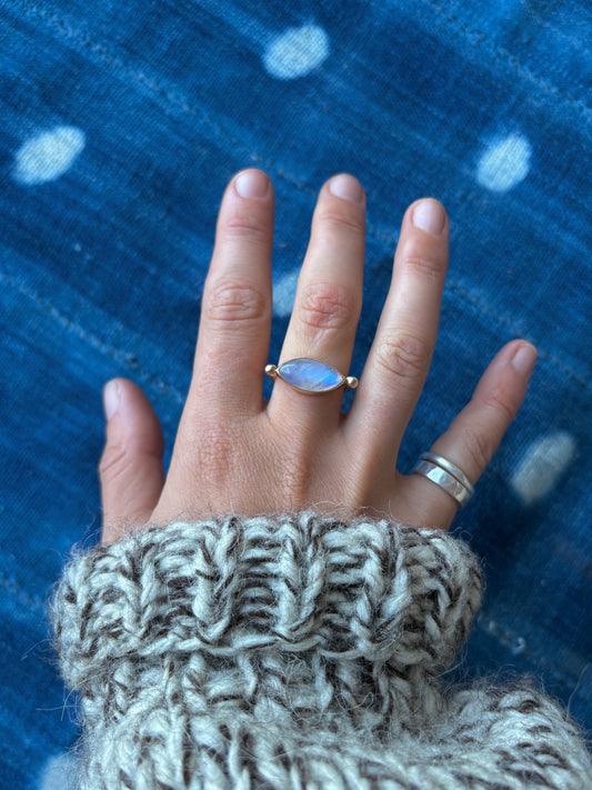 Moonstone 14k Gold Byzantine Ring ~ 7