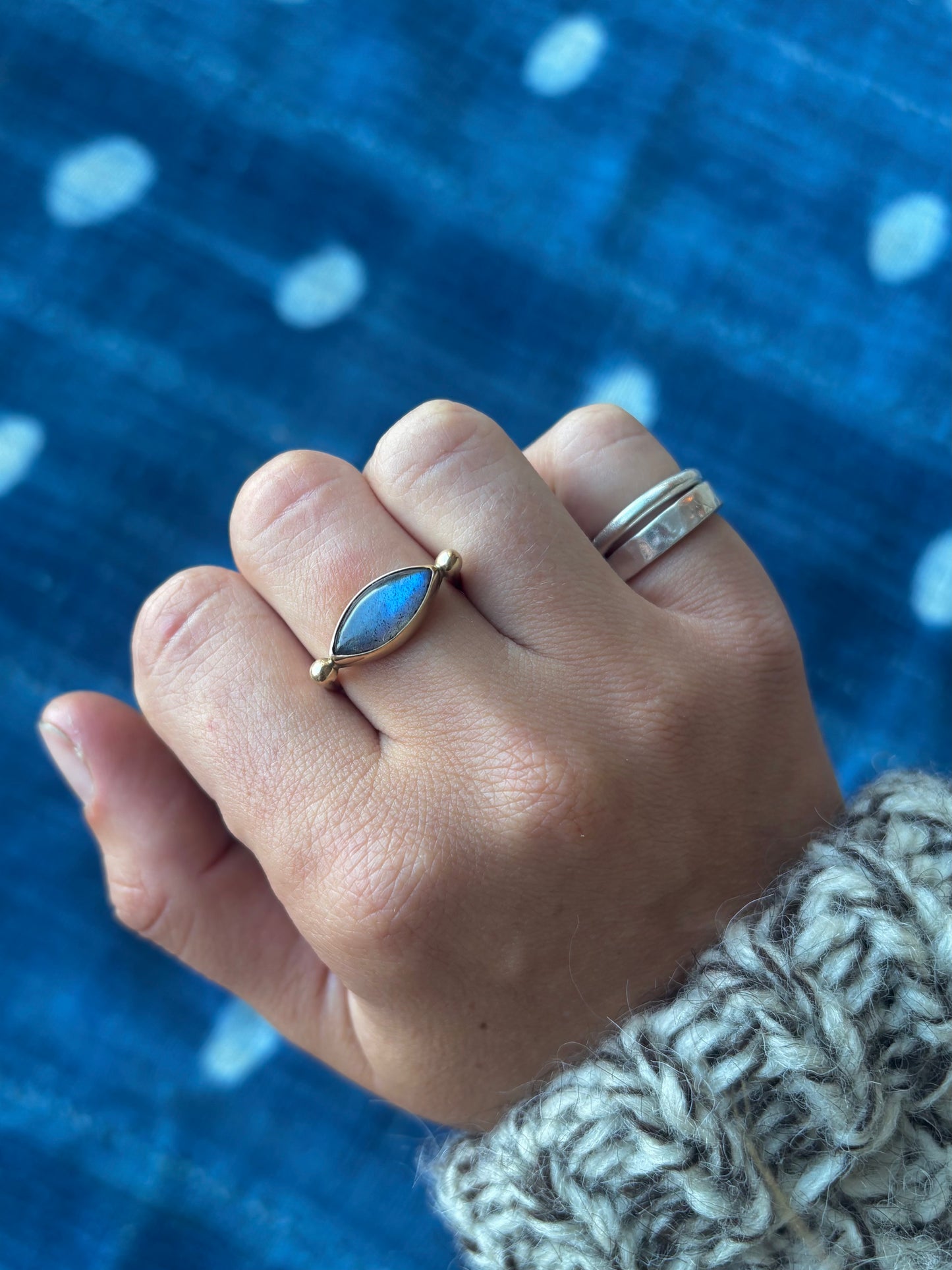 Labradorite 14k Gold Byzantine Ring ~ 6.5