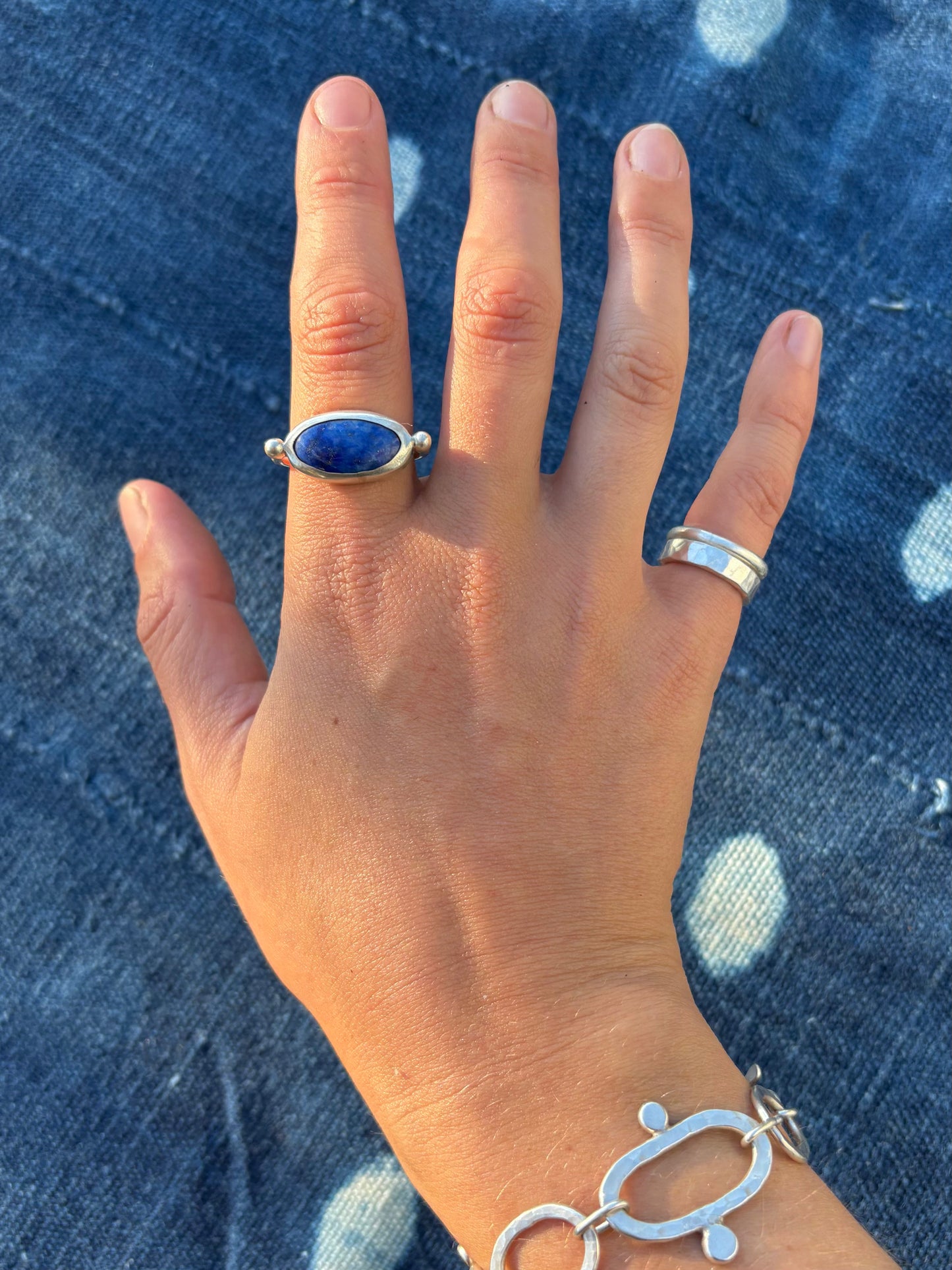 Lapis Lazuli Silver Byzantine Ring ~ 9.5