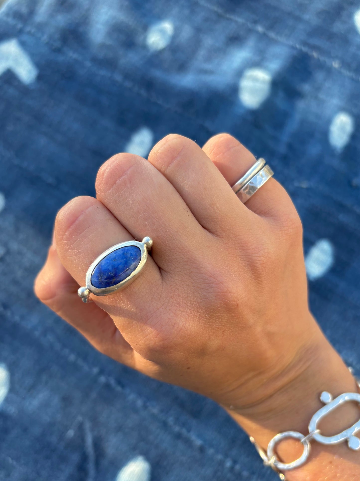 Lapis Lazuli Silver Byzantine Ring ~ 9.5