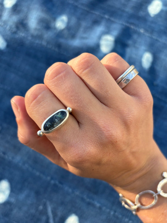 Candelaria Hills Variscite Silver Byzantine Ring ~ 8.5