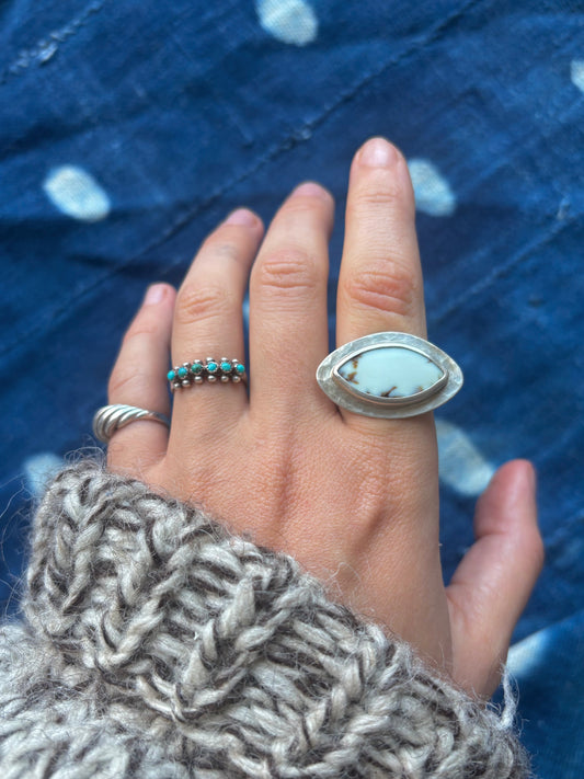 Aloe Variscite Hammered Ring ~ 7.5