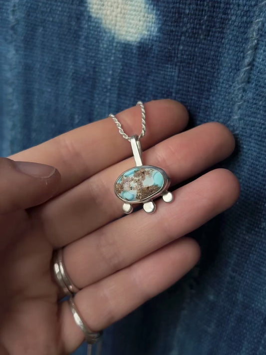 Golden Hills Turquoise Pendant Necklace ~ Silver