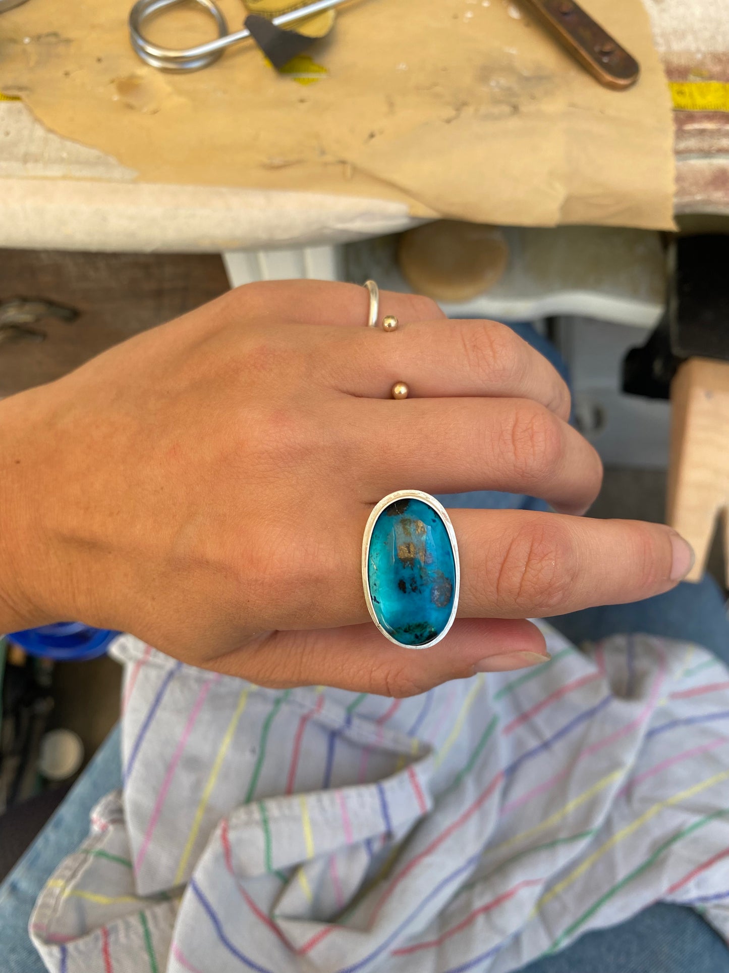 Peruvian Shattuckite Sterling Silver Grecian Ring #2