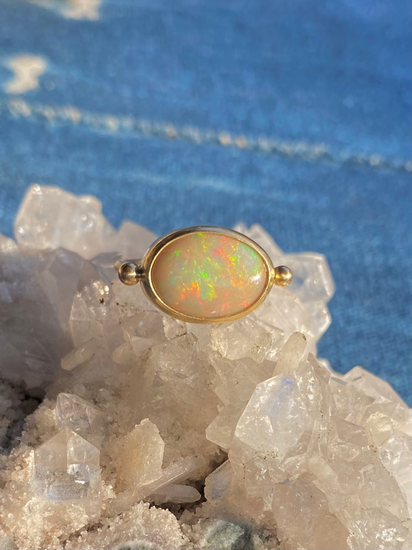 Ethiopian Opal 14k Gold Byzantine Ring #4