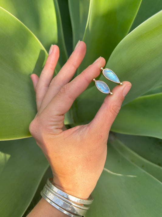 Moonstone 14k Gold Byzantine Ring ~ Marquise