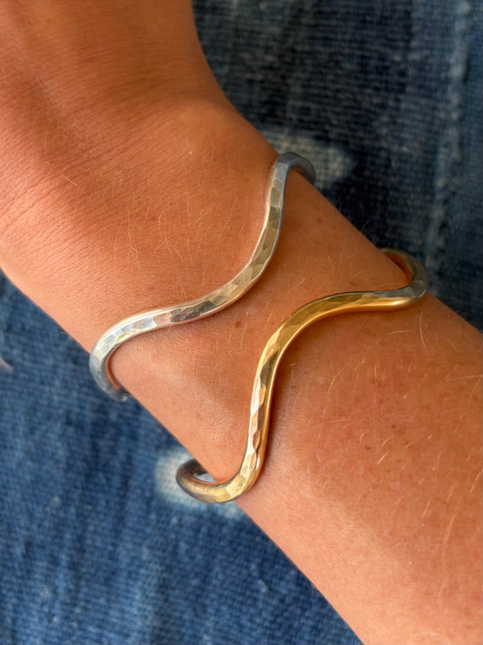Hammered Wave Cuff Bracelet