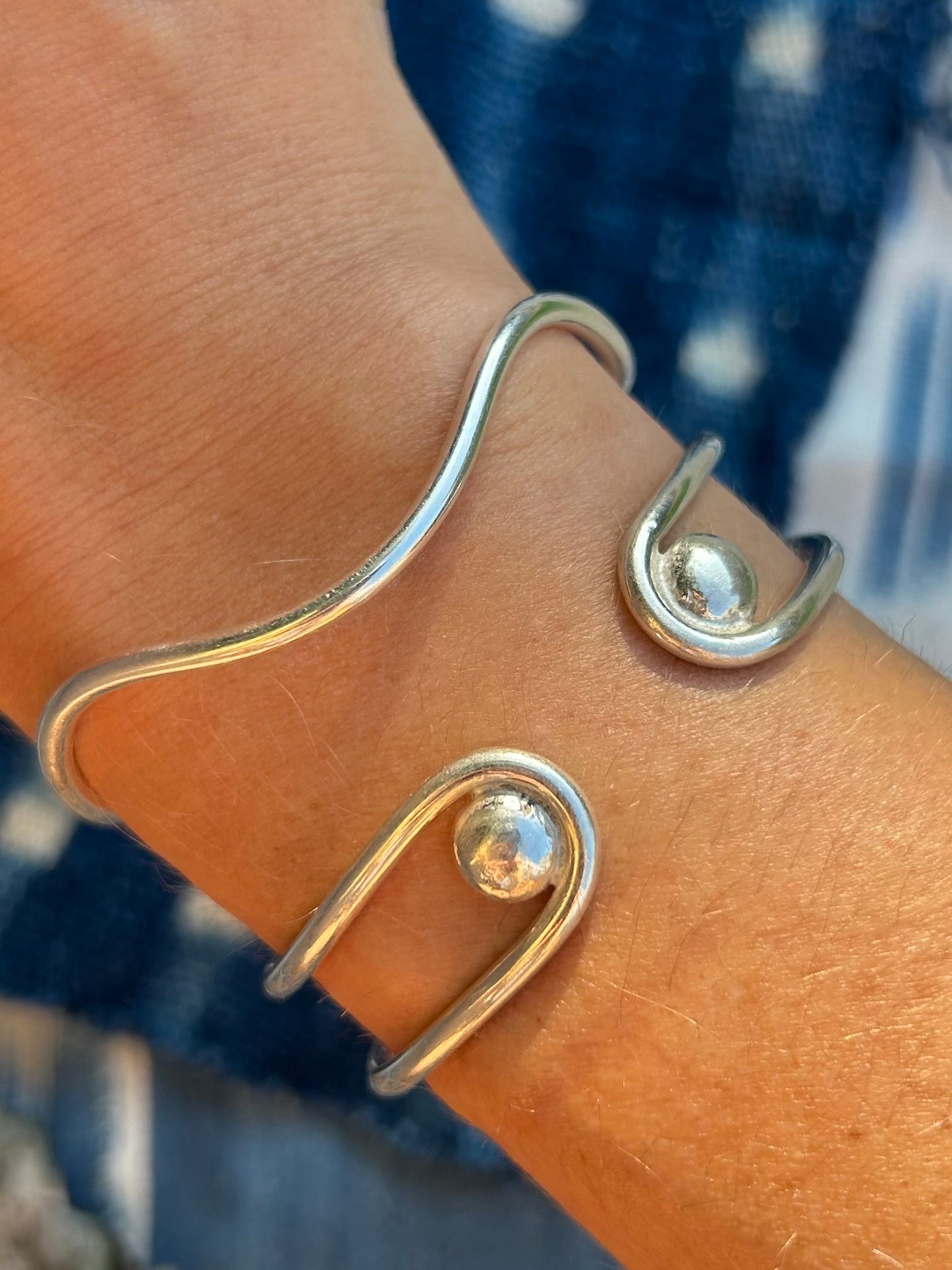 Ball Cuff Bracelet ~ Sterling Silver