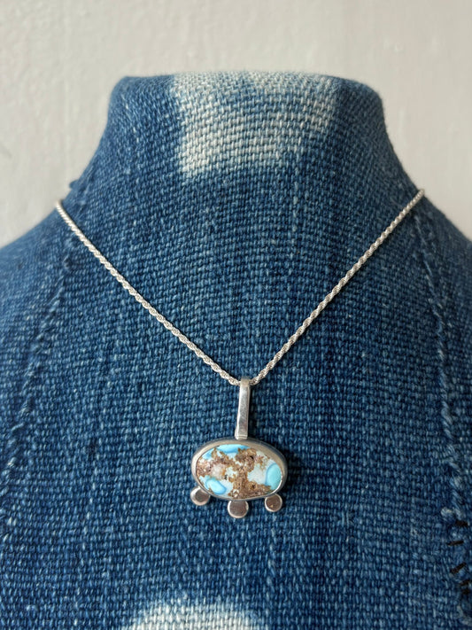 Golden Hills Turquoise Pendant Necklace ~ Silver