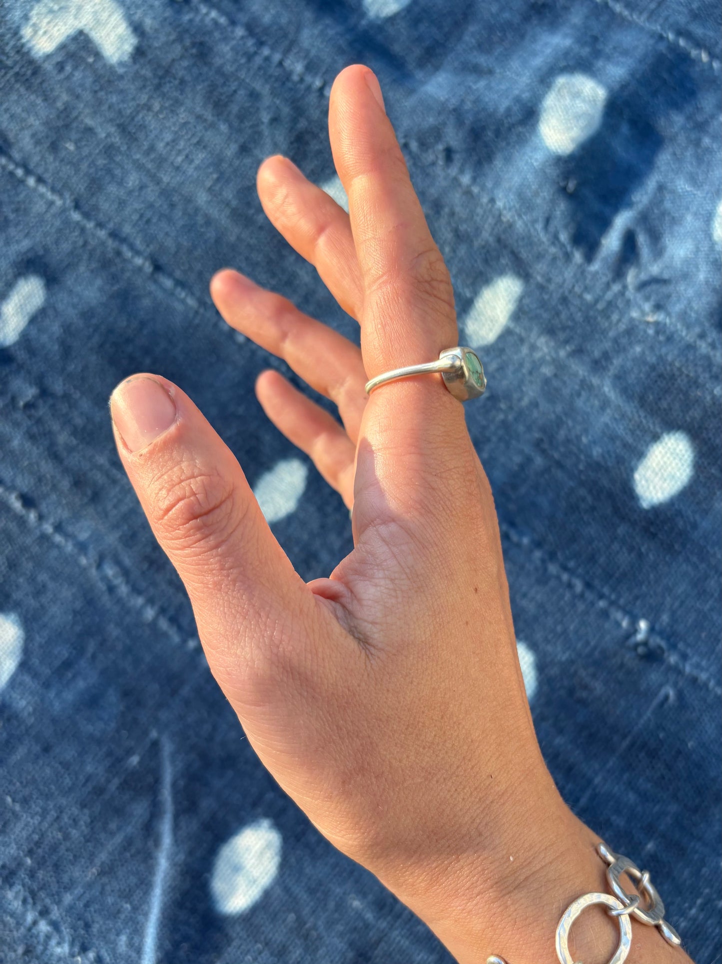 Candelaria Hills Variscite Silver Byzantine Ring ~ 8-8.5