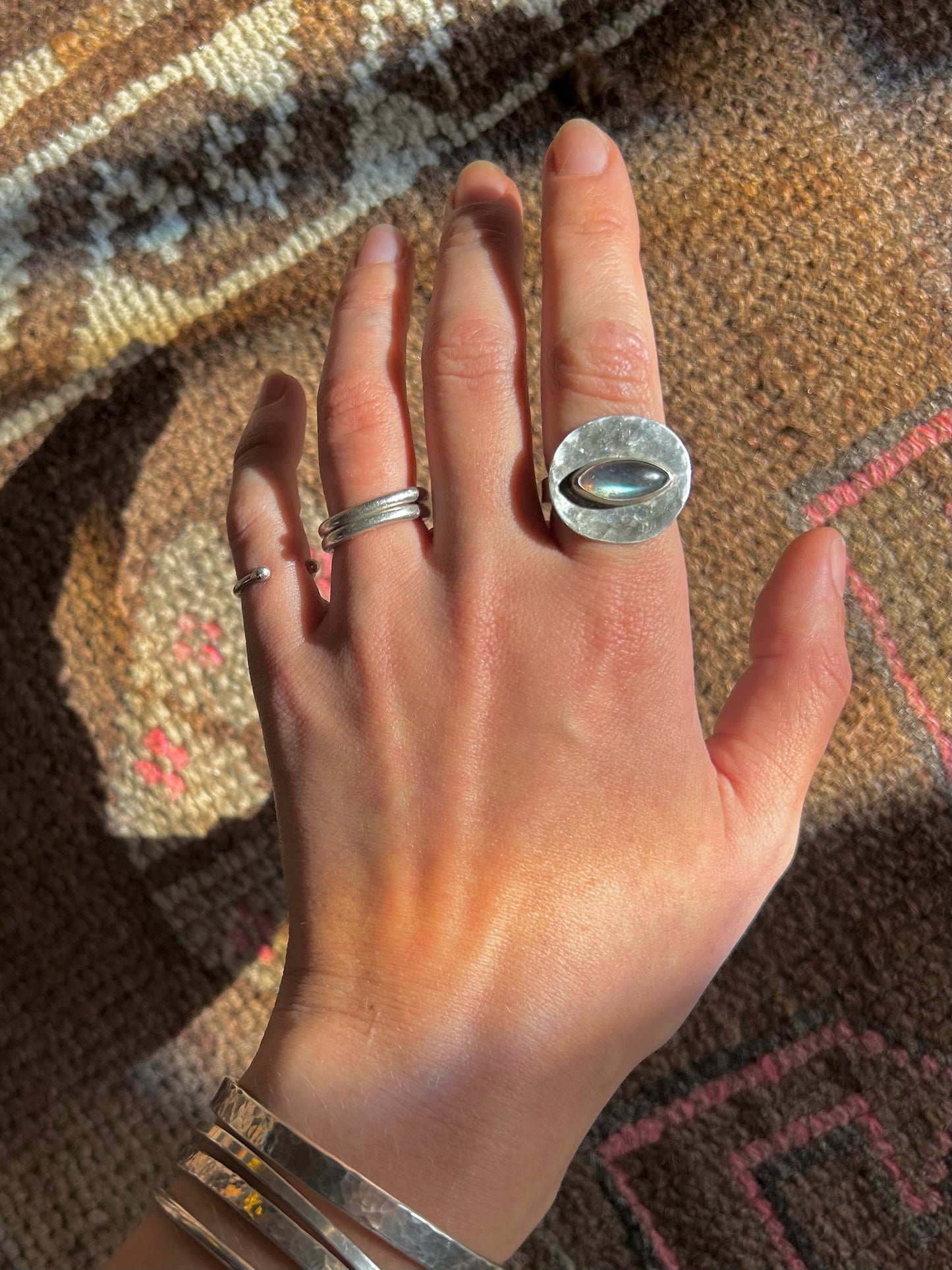 Labradorite Orb Sterling Silver Ring