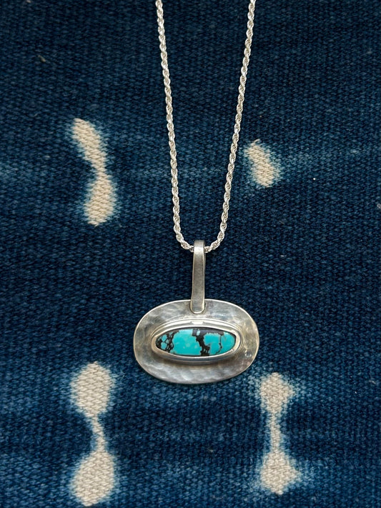 Kingman Turquoise ~ Pendant Necklace ~ Silver