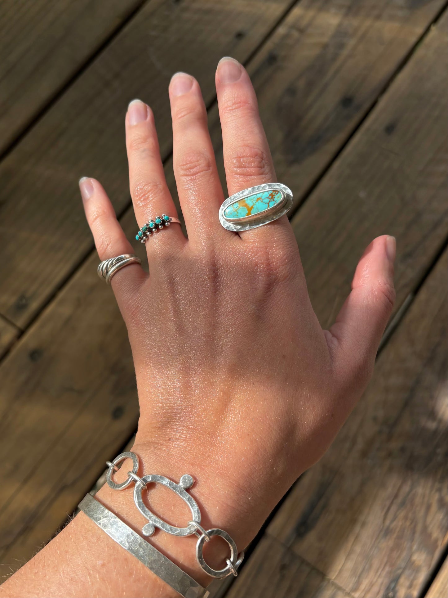 Royston Hammered Halo Ring ~ 8/8.5~ Silver